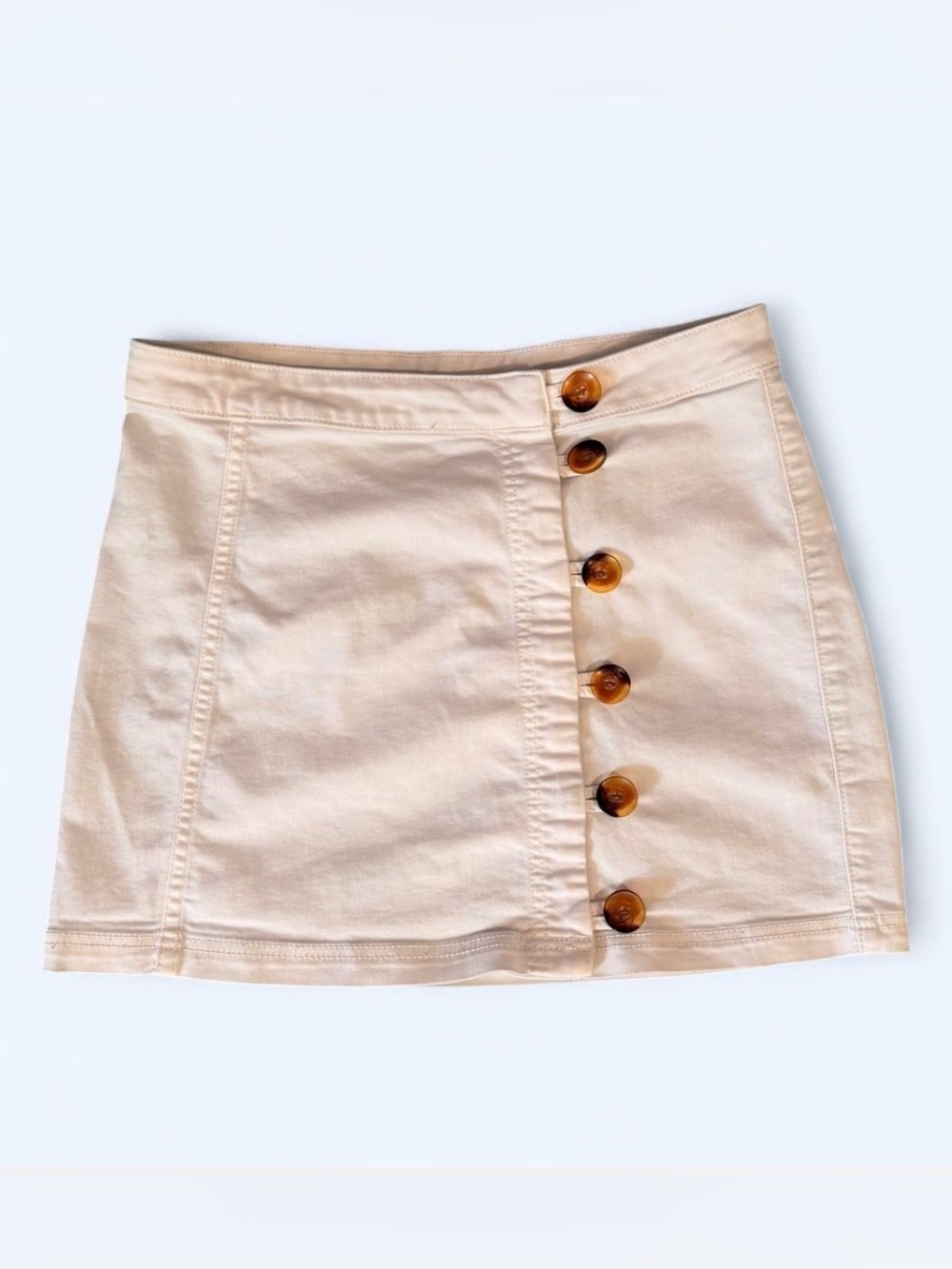 Classic White Denim Button-Front Mini Skirt